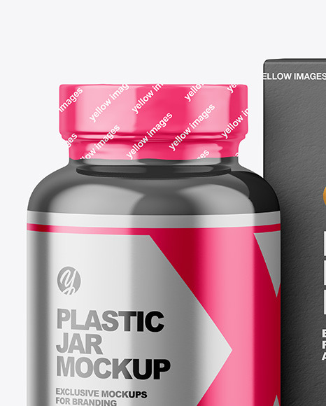 Glossy Plastic Jar with Paper Box Mockup PSD #3