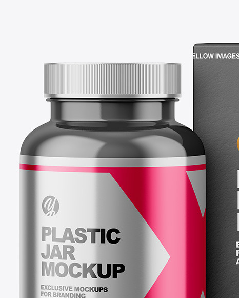 Glossy Plastic Jar with Paper Box Mockup PSD #4