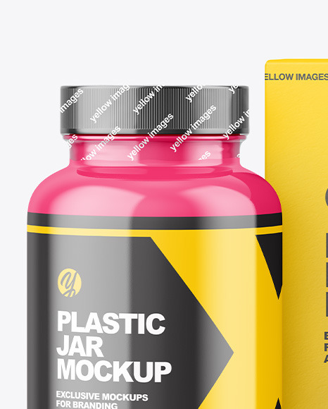 Glossy Plastic Jar with Paper Box Mockup PSD #7