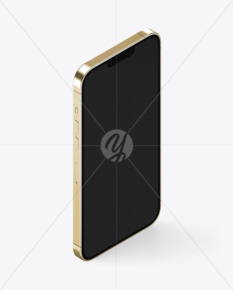 iPhone 13 Pro Max Gold Mockup PSD #3