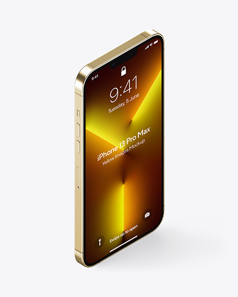 iPhone 13 Pro Max Gold Mockup PSD #4