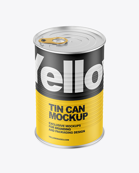 Metallic Tin Can w/ Matte Finish Mockup