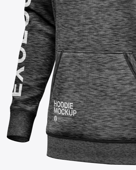 Melange Hoodie Raglan w pocket Mockup PSD #1