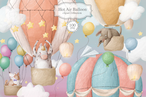 Hot Air Balloon clipart Bundle