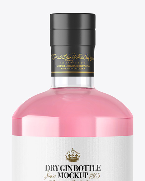 Clear Glass Gin Bottle with Wooden Cap Mockup PSD #1