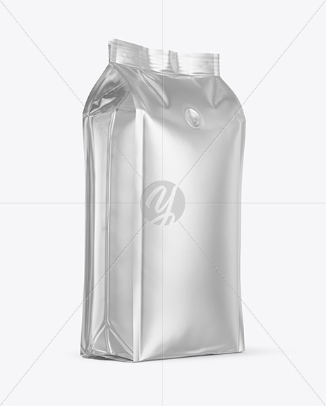 Metallic Coffee Bag Mockup   Halfside View PSD #3
