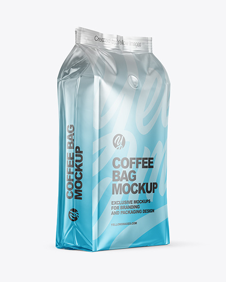Metallic Coffee Bag Mockup - Halfside View