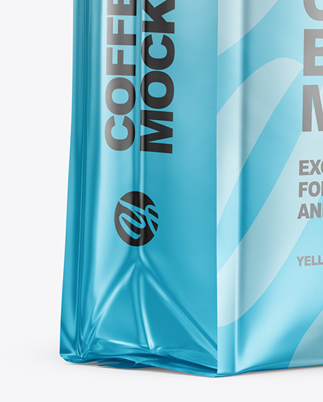 Metallic Coffee Bag Mockup   Halfside View PSD #1