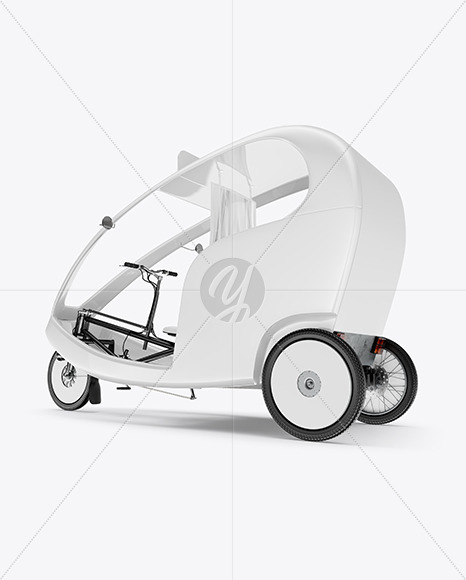 Rickshaw Taxi Mockup – Back Half Side View Download