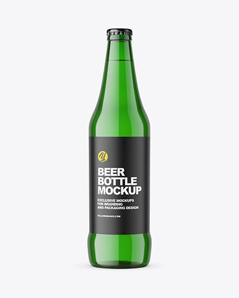 Green Glass Beer Bottle Mockup