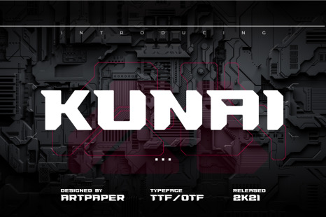 KUNAI Display Font. Futuristic Type