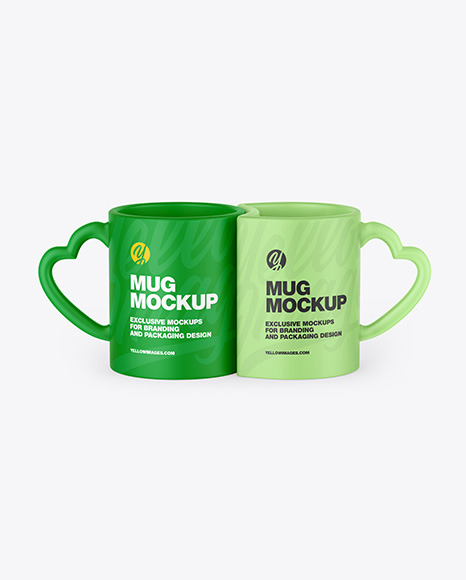 Two Matte Mugs Mockup PSD #2