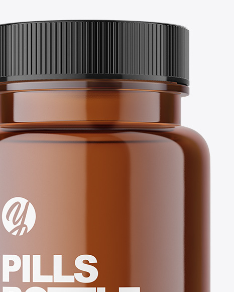 Amber Plastic Pills Bottle Mockup PSD #2