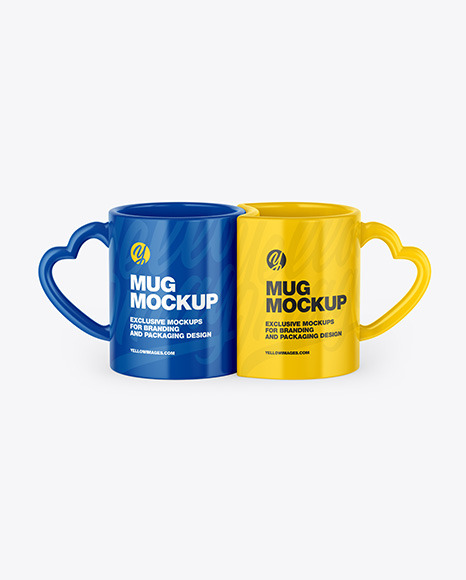 Two Glossy Mugs Mockup PSD #2