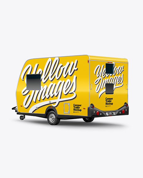 Camper Trailer Mockup - Back Half Side View