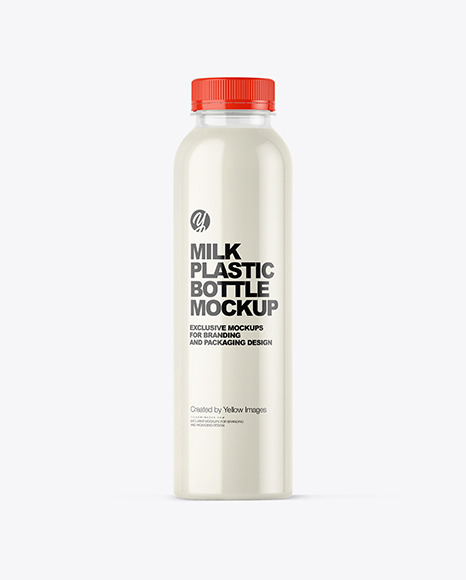 PET Bottle with Milk Mockup