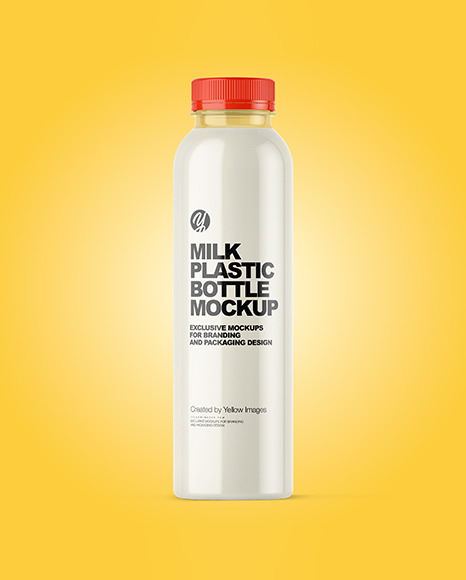 PET Bottle with Milk Mockup PSD #1