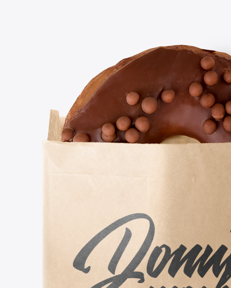 Kraft Paper Bag with Donut Mockup PSD #2