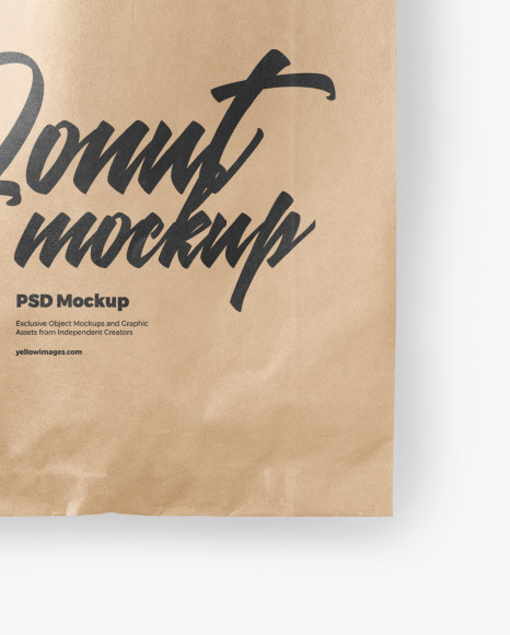 Kraft Paper Bag with Donut Mockup PSD #1
