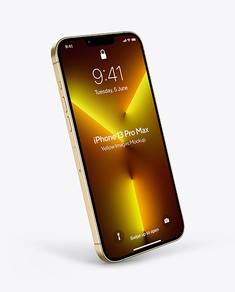 iPhone 13 Pro Max Gold Mockup PSD #4