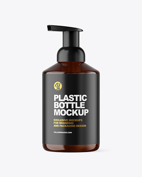 Amber Cosmetic Bottle with Pump Mockup 473ml 19051