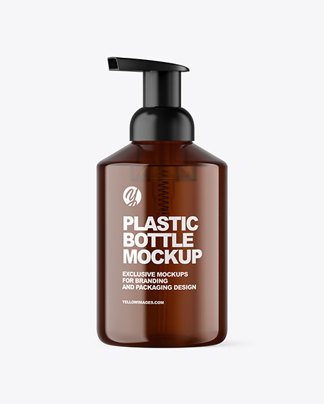 Amber Cosmetic Bottle with Pump Mockup amber 19052
