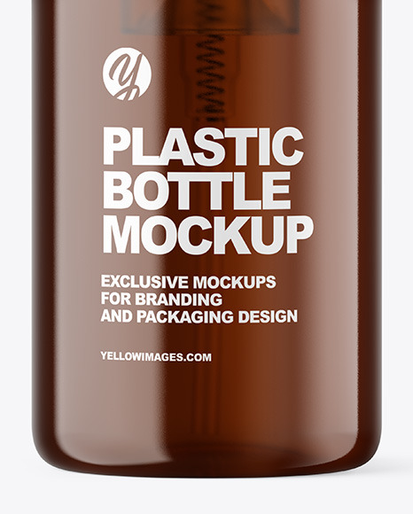 Amber Cosmetic Bottle with Pump Mockup antiseptic 19054