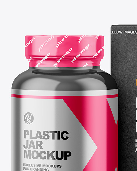 Glossy Plastic Jar with Kraft Box Mockup PSD #2