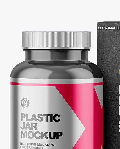Glossy Plastic Jar with Kraft Box Mockup PSD #1