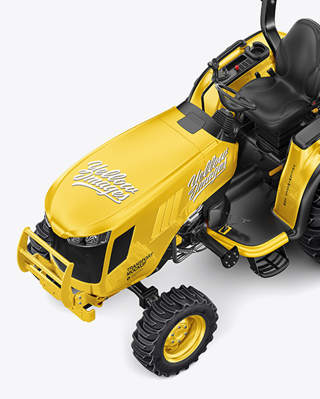 Mini Tractor Mockup - Half Side View (High-Angle Shot)