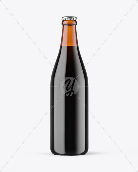 Amber Glass Dark Beer Bottle Mockup PSD #1