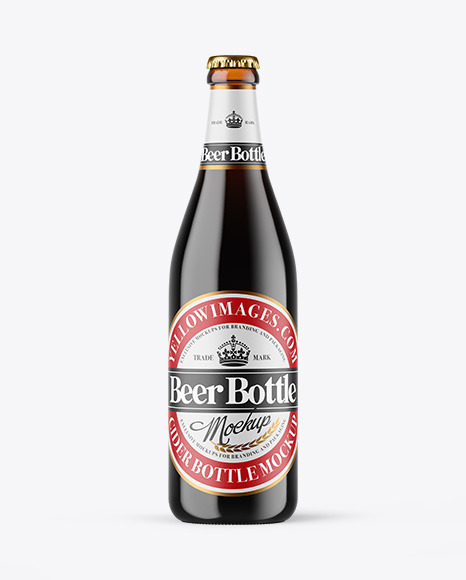 Amber Glass Dark Beer Bottle Mockup PSD #2