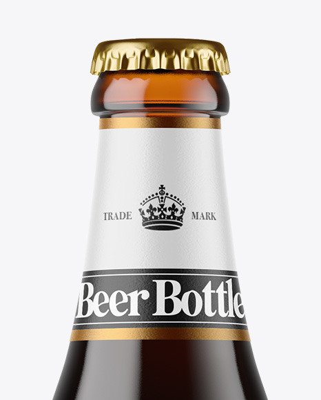 Amber Glass Dark Beer Bottle Mockup PSD #3