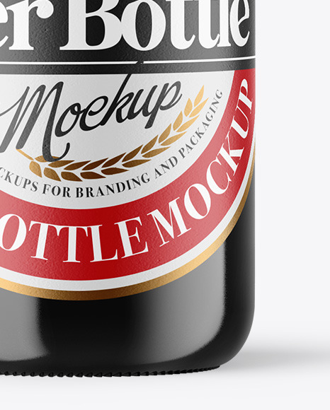 Amber Glass Dark Beer Bottle Mockup PSD #5