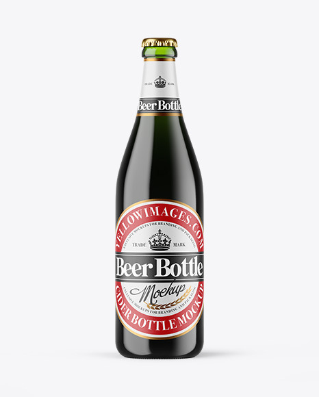 Green Glass Dark Beer Bottle Mockup