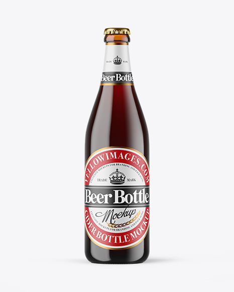 Amber Glass Bottle With Red Ale Mockup