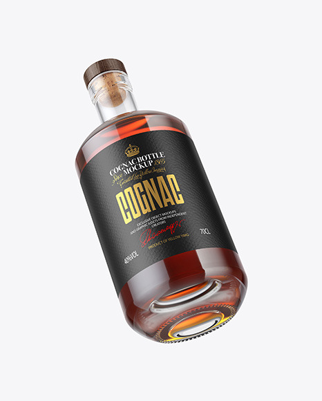 Clear Glass Cognac Bottle Mockup PSD #2