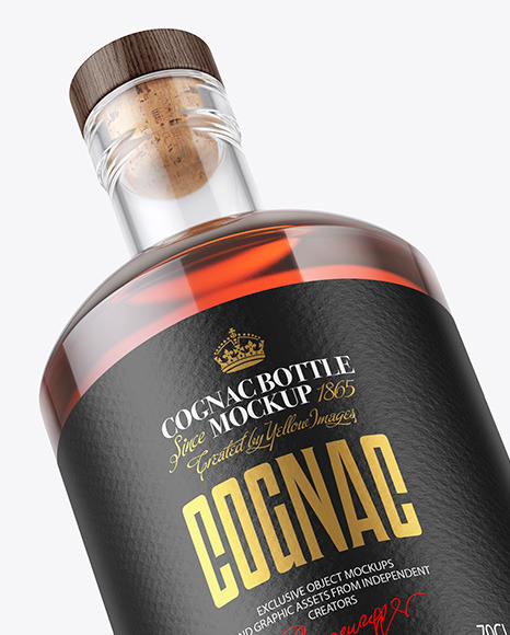 Clear Glass Cognac Bottle Mockup PSD #6