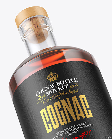 Clear Glass Cognac Bottle Mockup PSD #7