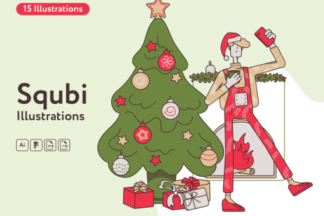 Squbi Christmas Illustrations