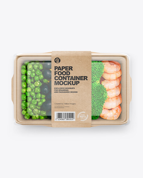 Paper Food Container With Shrimp Lunch Mockup PSD #2