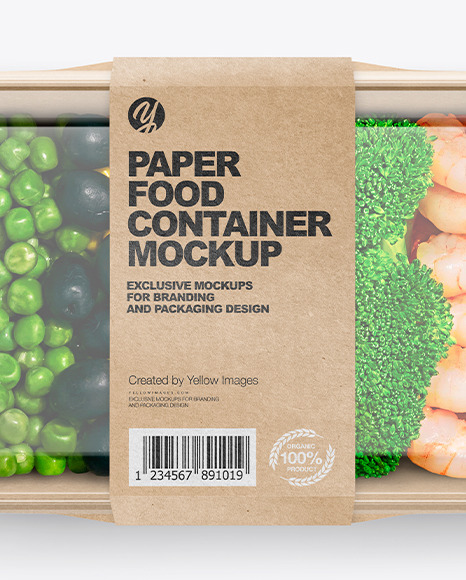 Paper Food Container With Shrimp Lunch Mockup PSD #6