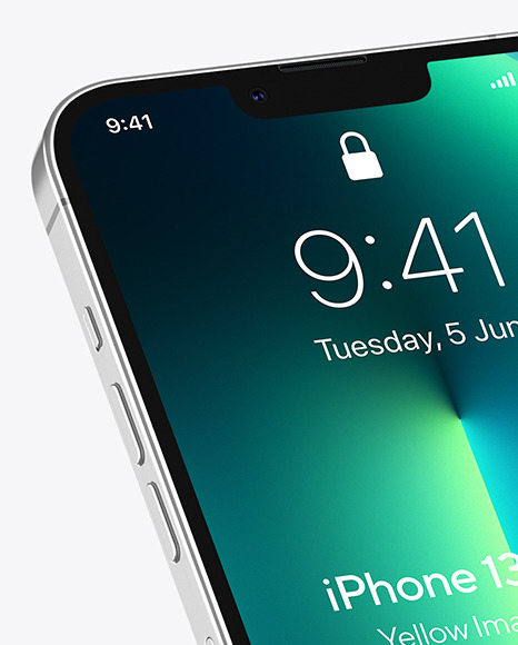 iPhone 13 Pro Max Silver Mockup PSD #2
