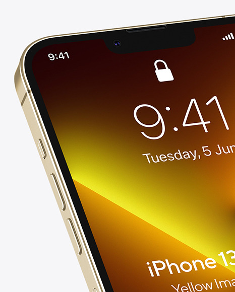 iPhone 13 Pro Max Gold Mockup PSD #2