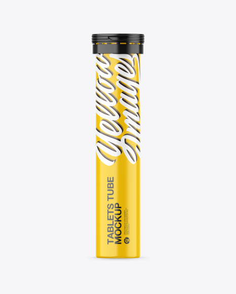 Glossy Plastic Effervescent Tablets Tube Mockup