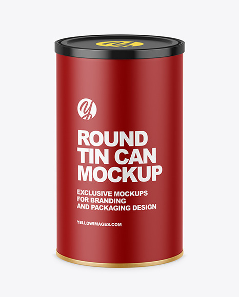 Round Tin Can w  Matte Finish Mockup PSD #2