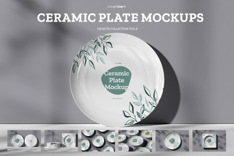 7 Ceramic Dinner/Dessert Plate Mockups vol.2