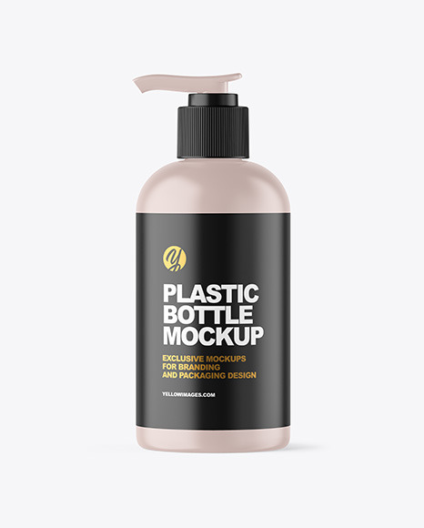 Matte Cosmetic Bottle with Pump Mockup PSD #2