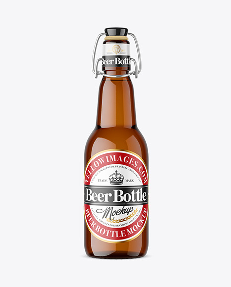 Amber Glass Beer Bottle Mockup