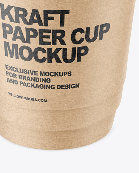 Kraft Paper Cup with Plastic Straw Mockup PSD #1